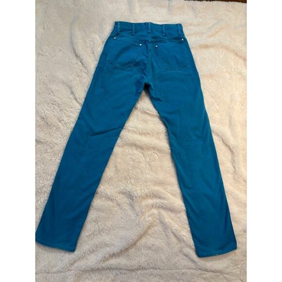 Vintage 1980s Cyan Blue High Rise Wrangler Jeans - Picture 2 of 6